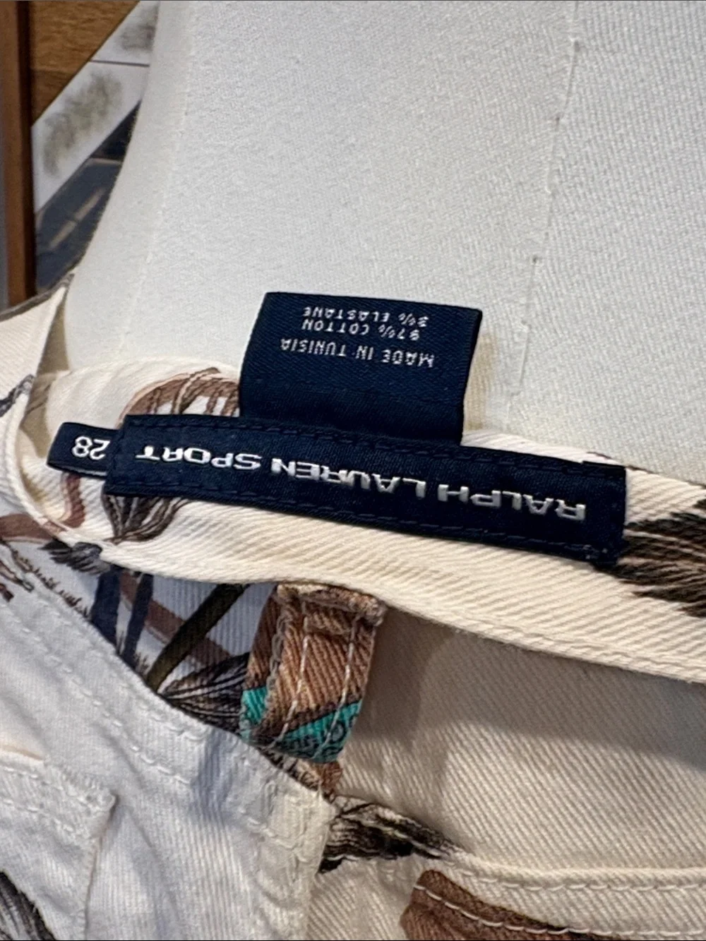 Vintage Ralph Lauren Sport White Denim Southwestern Print Jeans size 28